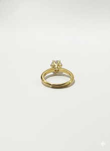 Bague solitaire en diamant de laboratoire taille ronde, finition argent 925 / or jaune 10KT 14KT 18KT, bague de fiançailles classique - Product Image 3