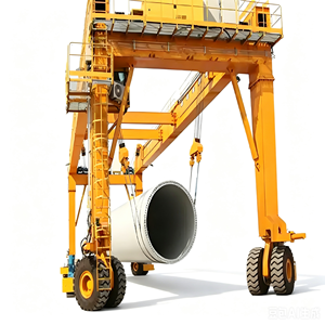 Grue à <span class=keywords><strong>portique</strong></span> sur pneus <span class=keywords><strong>avec</strong></span> direction à 90 degrés et commande PLC, utilisée pour l'usine de production de maisons préfabriquées en béton - Product Image 2