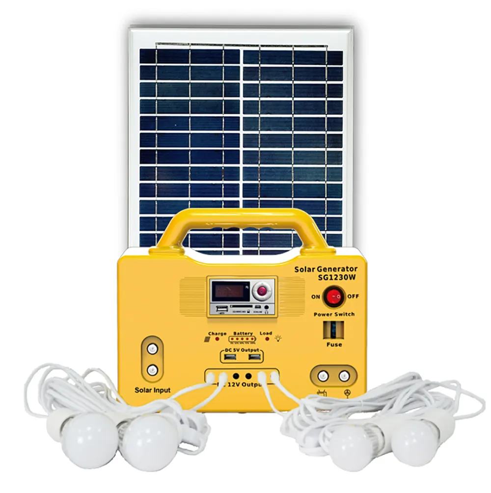 Generador Solar con Panel Solar, sistema de iluminación, 20W, 30W, 50W