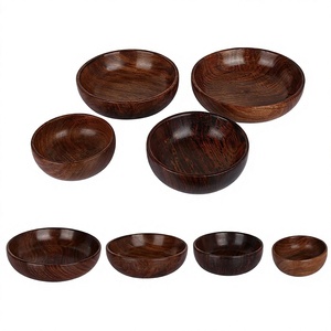 Ensemble de bols à salade vintage en bois d'acacia poli, écologiques, multi-tailles, 4 pièces, vaisselle de fête, passe au lave-vaisselle - Product Image 5