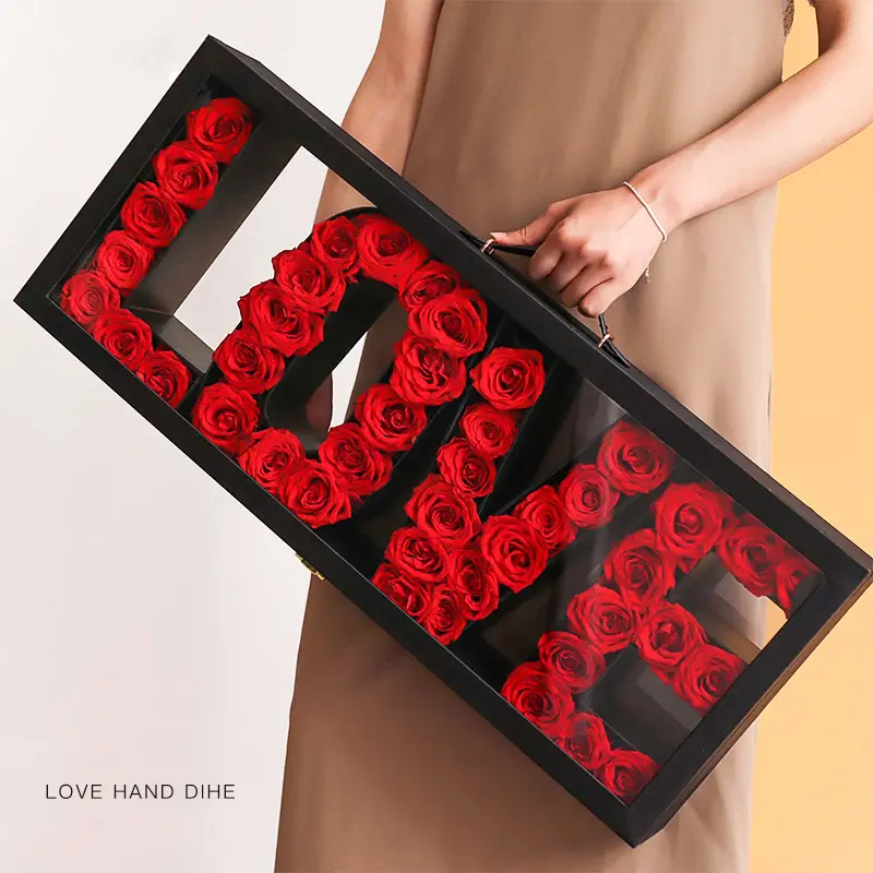 Nieuwe Collectie Unieke Lange Vierkante Acryl I Love U Sublimatie Rose Bloem Gift Verpakking Valentijnsdag Bloem Levering doos