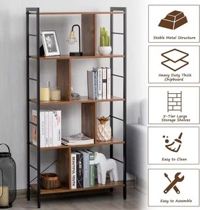 Combohome ferro legno KD scaffali mobili industriali scaffalature espositore <span class=keywords><strong>Vintage</strong></span> libro <span class=keywords><strong>scaffale</strong></span> scala in legno 4 livelli libreria - Product Image 2