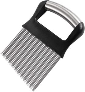 High Quality Manual Stainless Steel Wavy Blade Potato Cutter Fruit <b>Vegetable</b> Potato Chip French Fries Crinkle Cutter - Product Image 1