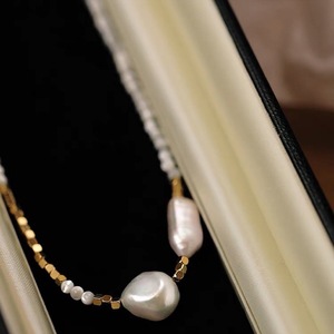 Collar de Perlas Barrocas Naturales para Mujer, Diseño Retro de Lujo Ligero, Exquisito y de Nicho, Edición Coreana con Cadena para Clavícula - Product Image 4