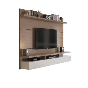 Soporte de TV de madera montado en la pared moderno, centro de entretenimiento flotante, mueble de TV para sala de estar, estilo nórdico, Venta caliente