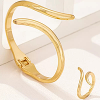 Bague et bracelet de luxe légers en métal, style français, faits à la main, bijoux simples et élégants, de niche et uniques, très populaires