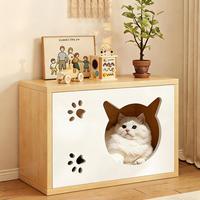 Multifunktionaler Universeller Holz-Nachttisch mit Integriertem Katzenbett Modernes Design für Ganzjährige Nutzung