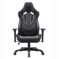 Chaise de jeu robuste de luxe de grande taille à mousse à mémoire de forme cadre en acier pivotant noir 4d accoudoir