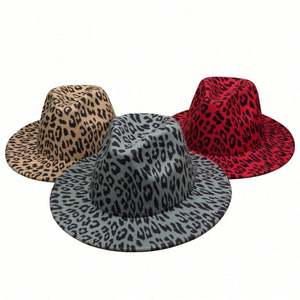Sombreros de Fiesta y Viaje de Ala Ancha con Diseño de Leopardo y Guepardo, Estilo Trilby Unisex para Niños, con Base Roja - Product Image 1