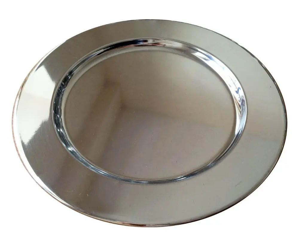 Cheap price 12inch Hot sale mirror polish stainless steel silver charger plate