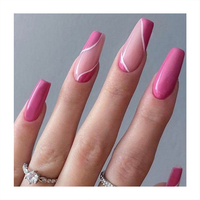 Haute Qualité Long Cercueil Ruban Ongles Artificiels Oem Fait À La Main De Luxe Presse Sur Ongles Logo Personnalisé Faux Faux Ongles Colle