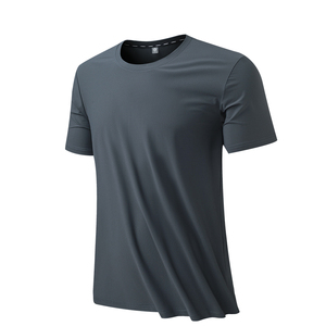 Phong Cách Mới Làm Mát Vải Vòng Cổ Áo Thun Dệt Kim Phòng Tập Thể Dục Mặc T-Shirt Nhanh Khô Đồng Bằng Người Đàn Ông T-Shirts - Product Image 4