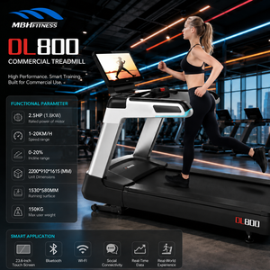 Tapis de course commercial intelligent DL800 à vitesse de 1-20 km/h et inclinaison de 0-20 % pour club de fitness, directement de l'usine - Product Image 5