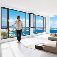 Fenêtre panoramique d'angle fixe en aluminium à rupture de pont thermique, verre ultra-clair, écran de sécurité, ventilation, sur mesure pour immeubles de grande hauteur