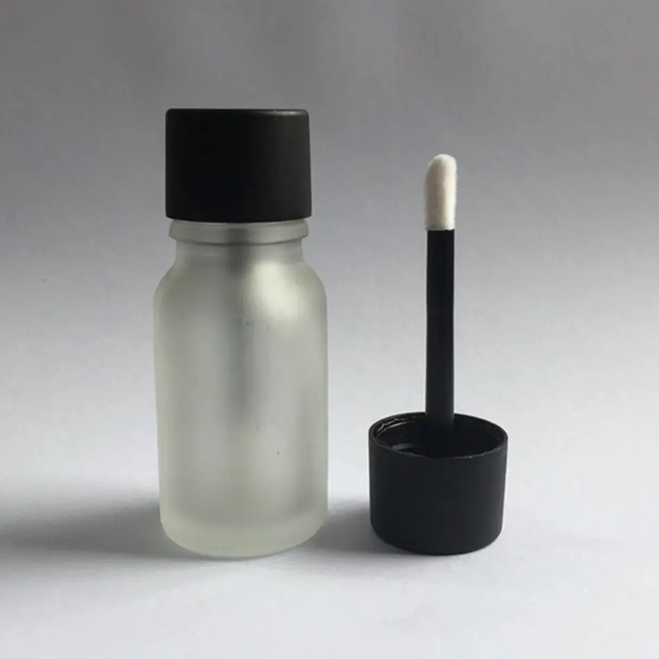 10ml buzlu cam ruj şişesi 18/410 dudak parlatıcı kutusu 1/3OZ dudak parlatıcısı doe ayak aplikatör ile uçucu yağ şişe