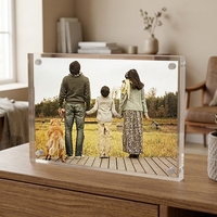 Cadre photo magnétique double face transparent sans cadre en acrylique Sezanrpt 4x6 pour bureau