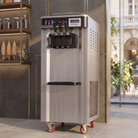 Machine à glace molle numérique intelligente à 3 saveurs, en acier inoxydable, unité verticale pour café, commerce de détail alimentaire