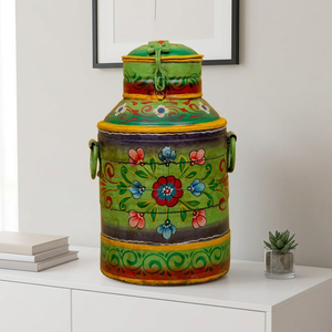 Contenedor de Almacenamiento de Metal Hecho a Mano, Forma Cilíndrica con Diseño Floral, Estilo Retro, Tapa Hermética para Uso en la Cocina - Product Image 3
