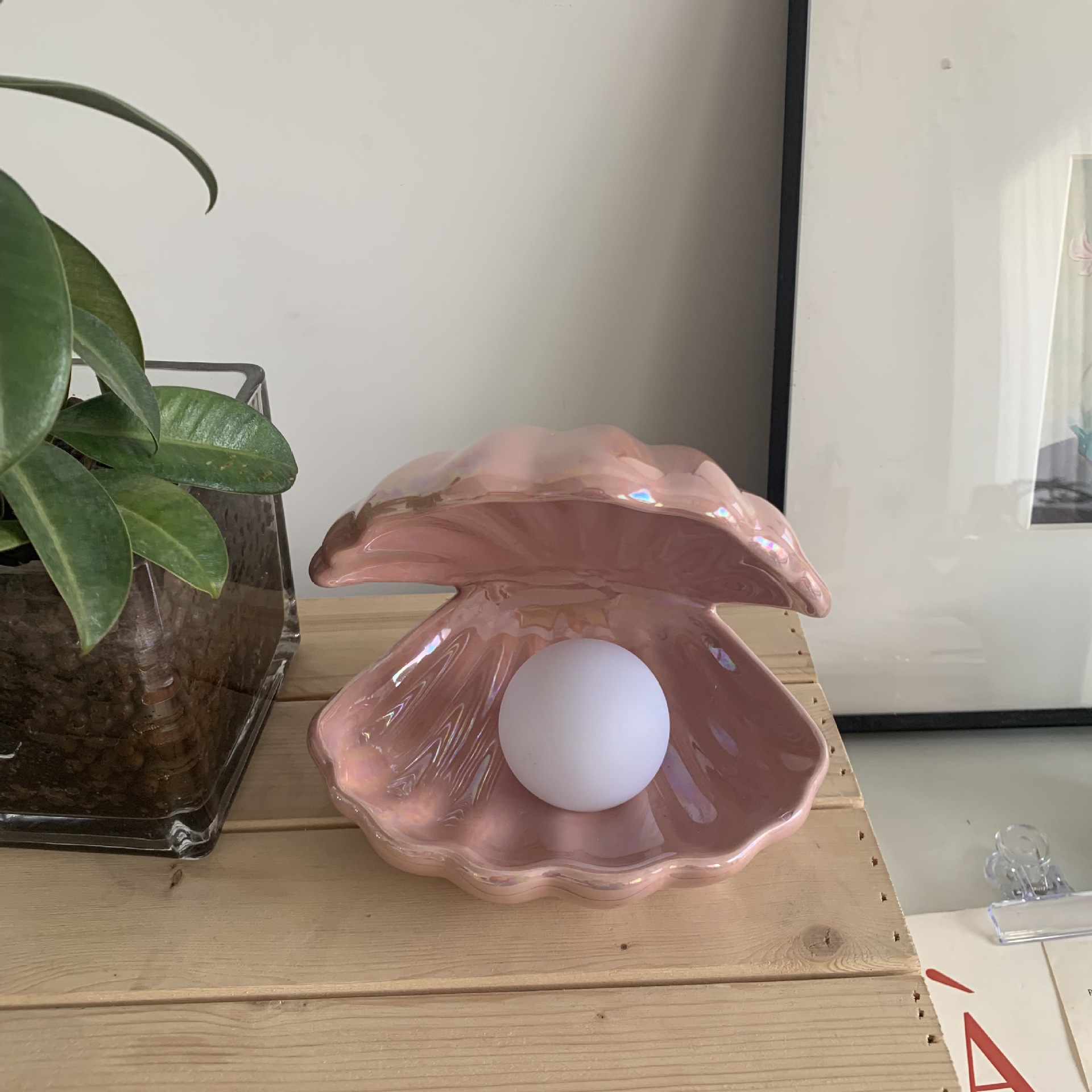 Vase Lampe Déco avec Coquillage et Lumières - Décoration