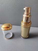 Flacon cosmétique en acrylique doré de 20 ml, vide, avec pompe pulvérisateur, bouchon à vis, joint PS pour sérum, impression d'écran