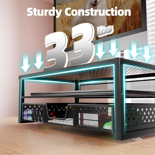 Multi Functional Black DoubleLayer Metal Laptop And Computer Display