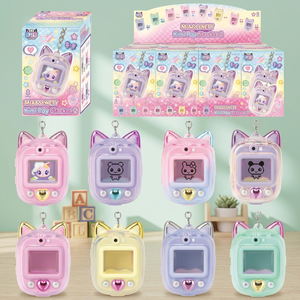 Mini téléphone portable à clapet mignon avec écran dessin animé, téléphone de jeu de cartes, couleurs assorties rose, violet et lavande - Product Image 2