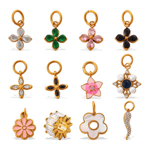 Pendentif fleur orné de strass pour la fabrication de colliers, accessoire de bijouterie DIY, plaqué acier inoxydable - Product Image 5