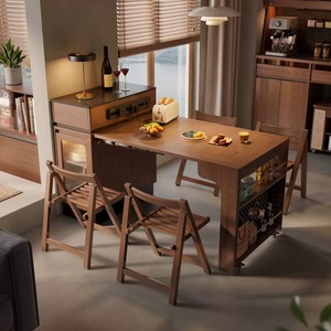 Custom Solid <strong>Wood</strong> <strong>Top</strong> Modern Folding Extendable Mobile bar <strong>Table</strong> <strong>for</strong> Small Apartment Kitchen Island Dining Space - Product Image 1