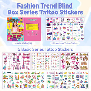 Set de Bolsas Sorpresa de Calcomanías de Tatuajes de Moda de Dibujos Animados para Niños, Calcomanías Impermeables para Arte Corporal, para Estilo y Disfraces - Product Image 1