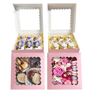 B422 קרטון ורוד קל להרכיב עוגיות מקרון תיבות מאפייה חלון אוטומטי פופ הסיטונאי לנקות את החלון הסיטונאי - Product Image 3