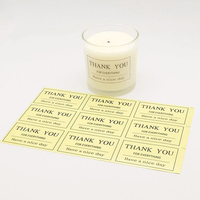 Feuilles d'autocollants personnalisés « Merci » imprimés, étiquettes adhésives faites à la main pour emballages de bougies en verre, pour petites entreprises