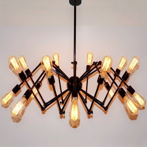 Lámpara de <span class=keywords><strong>Araña</strong></span> Retráctil de Hierro Forjado Estilo Industrial Retro para Restaurante o Bar de Estilo Americano, Lámpara Incandescente Negra para Sala de Estar - Product Image 3