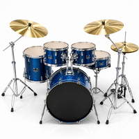 Batterie de percussions DW11 bleue 5 pièces avec coquilles en érable et bouleau, tailles 10, 12, 14, 16, 22 pouces et 3 cymbales en laiton B8 pour la pratique à domicile et en studio