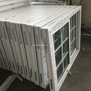 Janela de PVC deslizante de vinil de vidro duplo UPVC para janelas de impacto de furacão à prova de vento à prova de som