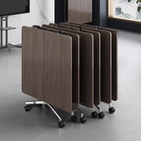 Table de conférence pliante à coins arrondis en bambou, moderne, minimaliste, multifonctionnelle, extensible, bureau télescopique pour 10 personnes