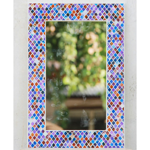 <span class=keywords><strong>Miroir</strong></span> décoratif pour la maison en forme de rectangle, en verre mosaïque coquillage <span class=keywords><strong>blanc</strong></span> et beige, fabriqué en usine - Product Image 3