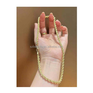 Collier ras du <span class=keywords><strong>cou</strong></span> vintage en corde torsadée imperméable avec chaîne en or <span class=keywords><strong>jaune</strong></span> <span class=keywords><strong>de</strong></span> 2mm/3mm/4mm/8mm pour mariage ou cadeau - Product Image 2