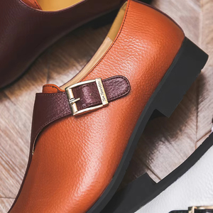 Chaussures en cuir à enfiler de haute qualité, fabriquées par des artisans, chaussures habillées professionnelles pour affaires, mariage, confortables, respirantes, imperméables, avec soutien de la voûte plantaire - Product Image 5