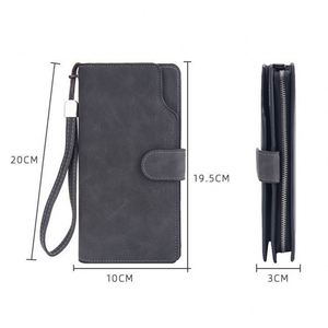 (Customized/Ready-Made) for Men's Long <b>Clutch</b> <b>Wallet</b> Open Closure Multi-Card Bifold PU Leather Wholesale Price Fashionable - Product Image 3