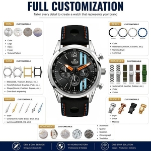 Montre chronographe à quartz de conception personnalisée OEM, dernier modèle, boîtier en acier inoxydable de 42 mm, bracelet en cuir, style sportif analogique, montre pour homme - Product Image 2