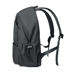 Sac à dos d'école décontracté pour les élèves du collège et du lycée, grande capacité, couleur unie, compartiment pour ordinateur portable, unisexe, noir beige - Product Image 4