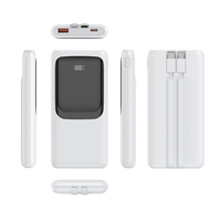 Mobile Accessories Electronics Consumer Gadgets 10000mAh High Capacity Power Bank LCD Tech Display 20W PD Built in Charge Cable