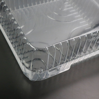 Boîte de boulangerie carrée en plastique haute transparence, en PET de qualité alimentaire, jetable, avec couvercle à charnière, pour croissants, beignets et pain