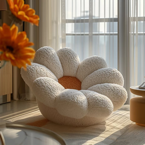 أريكة كسولة على شكل زهرة الأقحوان، كرسي أرضي مريح من القطيفة، مقعد منزلي دافئ، أثاث لغرفة المعيشة - Product Image 4