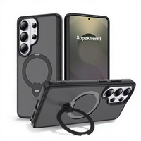 Étui de téléphone magnétique de luxe neuf avec support rotatif et coque arrière protectrice effet peau pour S26 Ultra