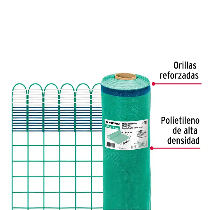 Box with 1 unit Roll of 30 m x 0.6 m of green plastic mosquito netting