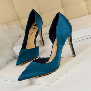 Silk Fashion Wholesale Pointed <b>Pumps</b> Stiletto High Women Royal Blue Heels - Product Image 1
