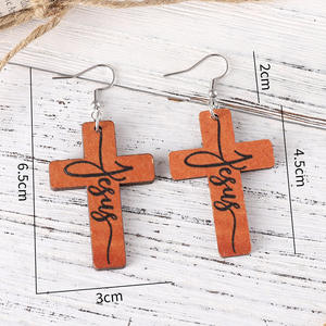 ต่างหูจี้รูปตัวอักษรไม้กางเขนสองด้านสำหรับผู้หญิงรูปทรงเรขาคณิตอัลลอยด์ทันสมัยสำหรับ1090 - Product Image 5