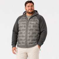 Doudoune matelassée à capuche pour homme, décontractée, entièrement zippée, avec poches, manches tricotées, hiver, grandes tailles, surdimensionnée, 6XL 7XL, 90% duvet