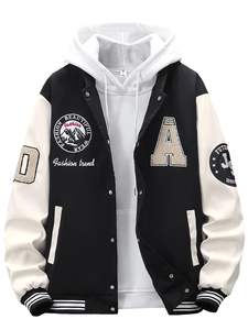 Chaqueta Varsity de Invierno para Hombre, con Letras Estampadas en Relieve, Diseño Color Block, Estilo Urbano, Uniforme de Béisbol, Transpirable, Anti-UV, Poliéster/Algodón - Product Image 6